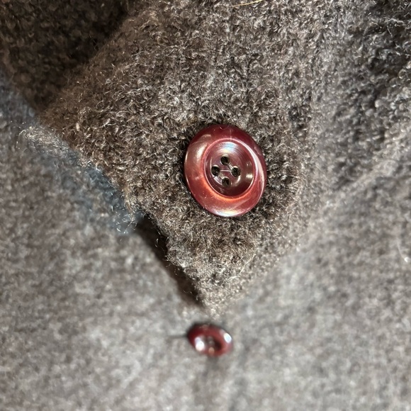 REISS Sz M Coat Dark Brown Textured Wool Turned Collar Button Pockets Lined - Picture 5 of 10